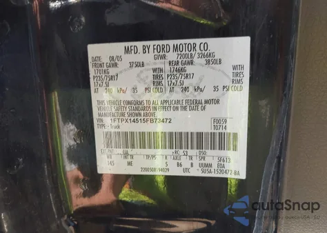 2005 Ford F-150 Fx4/Lariat/Xl/Xlt from USA, damaged, VIN 1FTPX14515FB73472